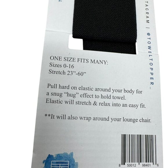 New Towel Topper SET OF 2 Bath Beach Towel Elastic Bands Adobe Print Black White - Picture 6 of 7